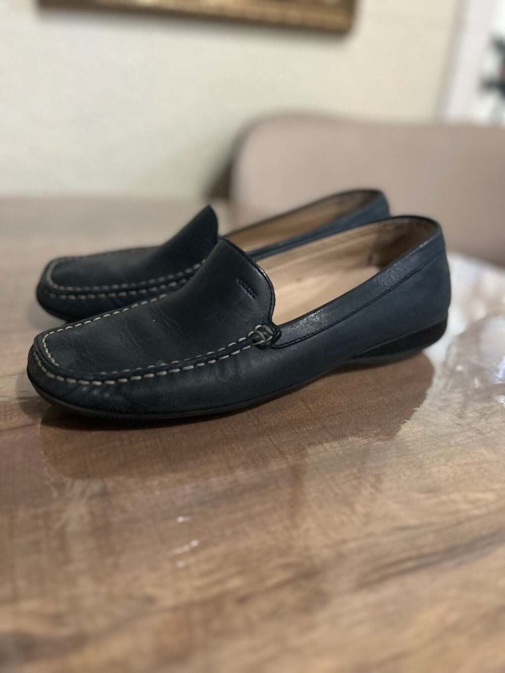 Geox Respira Navy Leather Driving Loafers